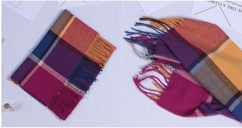 Wander Agio Kids Scarf Warm Shawls Large Scarves Parent-child Scarf Child Plaid Scarfs Clours - Image 2
